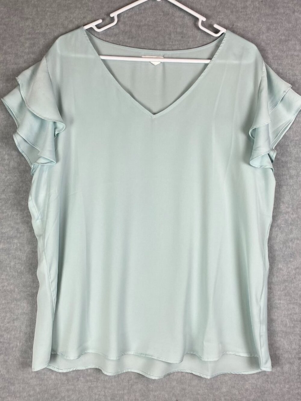 Maurices Seafoam Green V-Neck Top with Petal Sleeves – Women’s Size XL